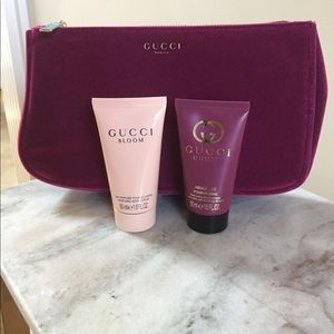 Gucci body lotion with gucci pouch